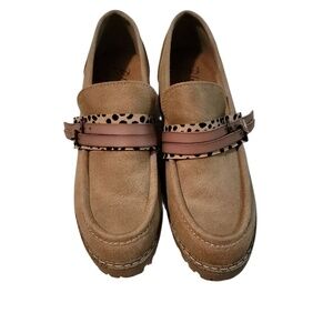 Blowfish Malibu Lahtay Coffee Color Loafer with Animal Print Detail